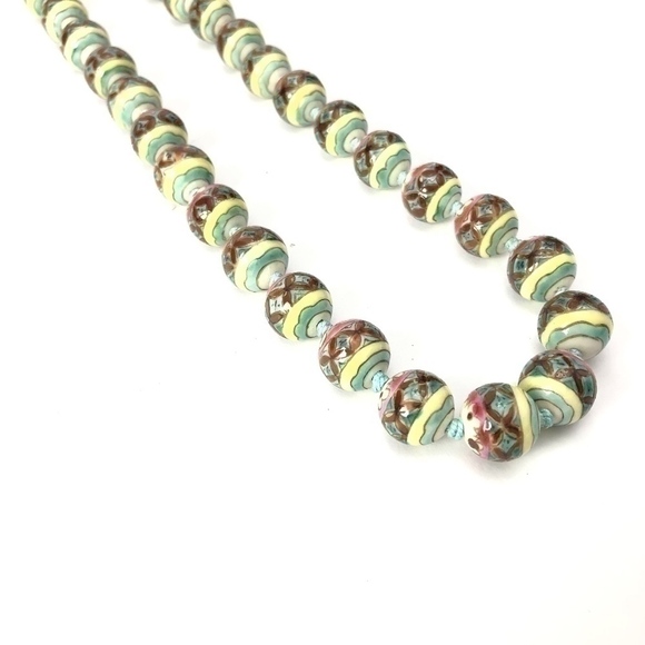 Vintage Hand Painted Chinese Beaded Necklace - Picture 1 of 6